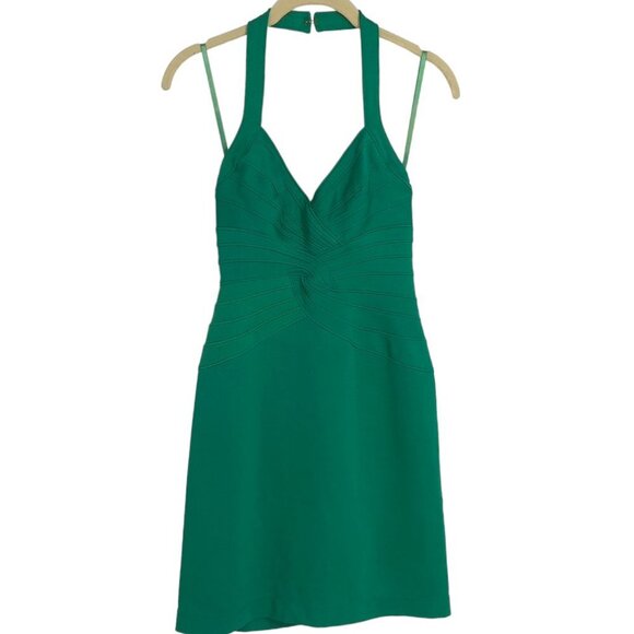BCBG MaxAzria emerald green halter  neck bodycon mini dress size XS - Picture 2 of 16